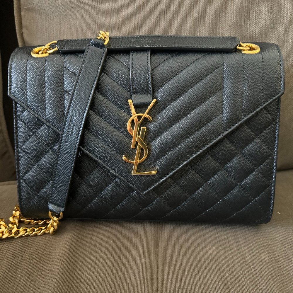 Like New Medium YSL Shoulder Purse Grained Leather